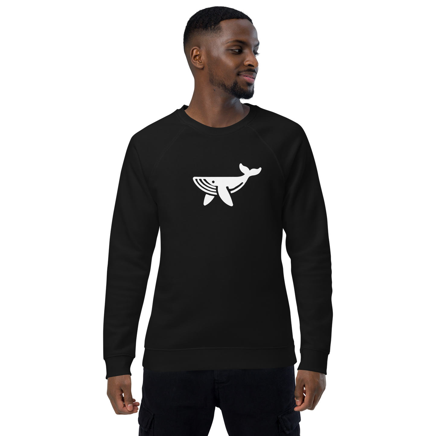 WHALE - Unisex organic raglan sweatshirt