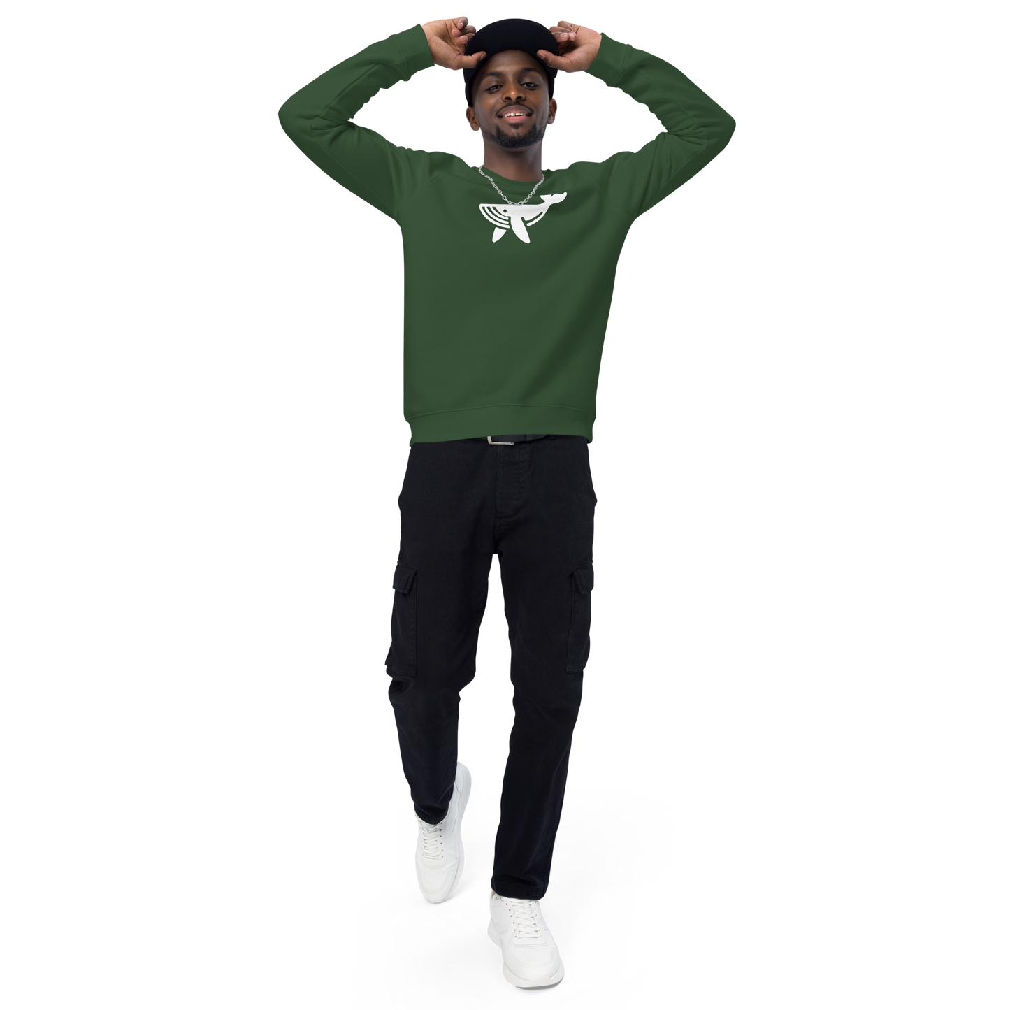 WHALE - Unisex organic raglan sweatshirt