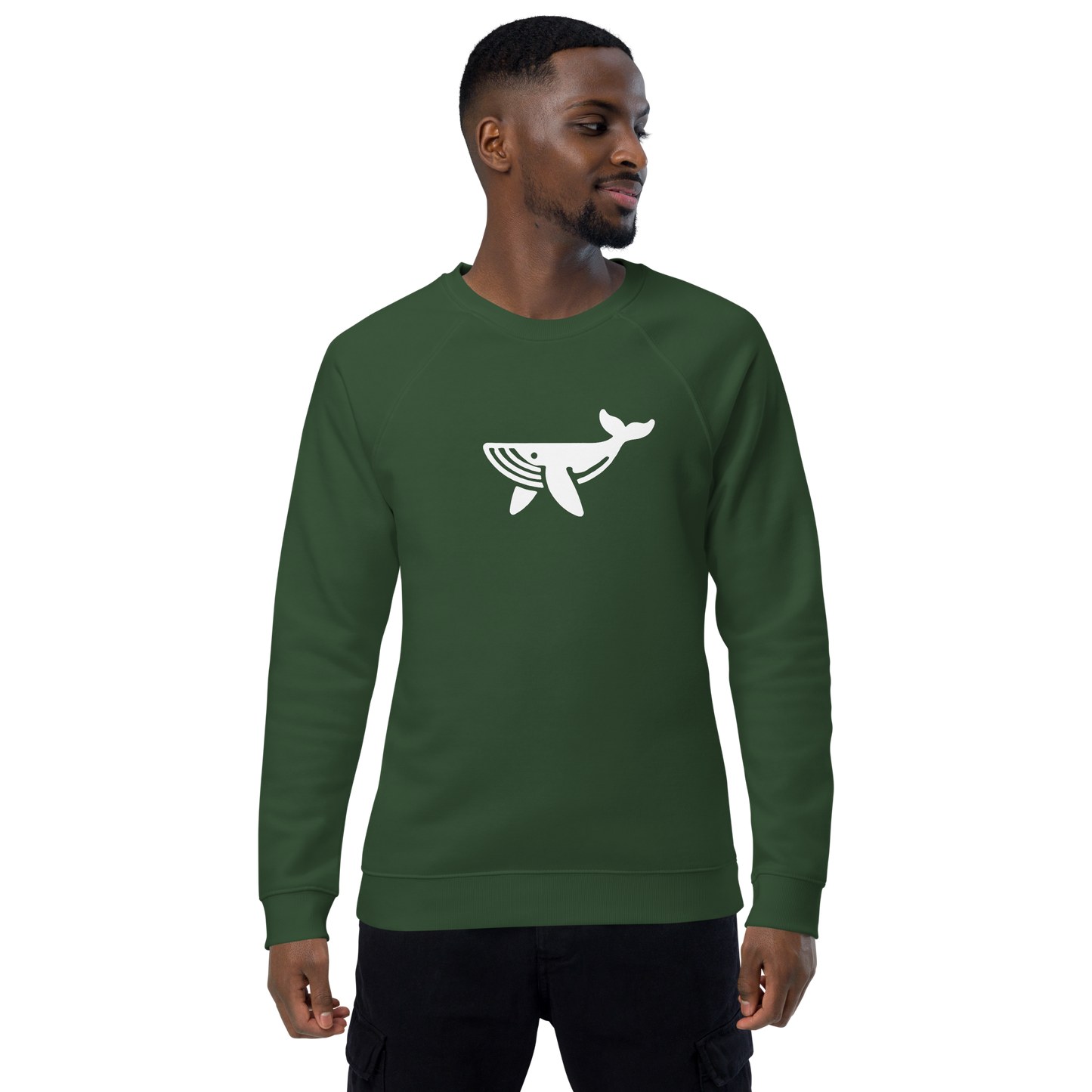 WHALE - Unisex organic raglan sweatshirt