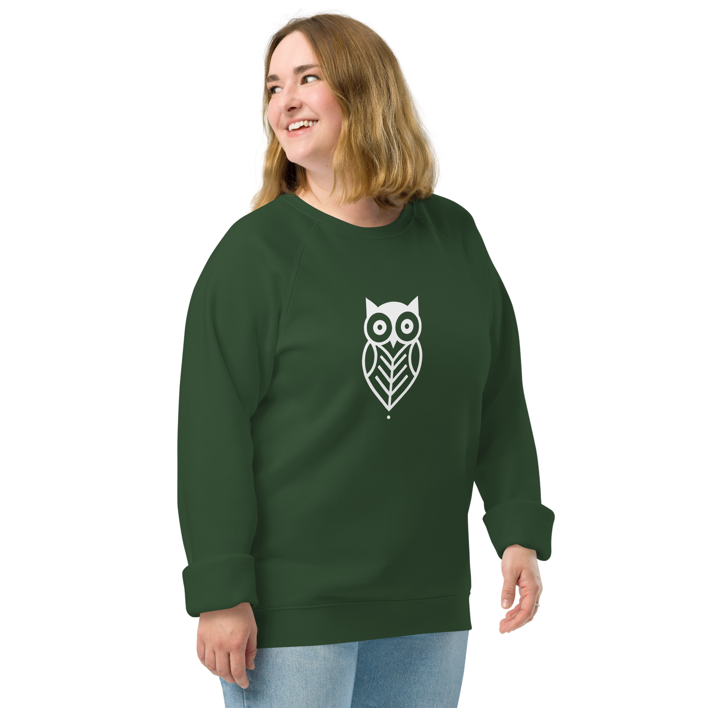 WHITE OWL - Unisex organic raglan sweatshirt