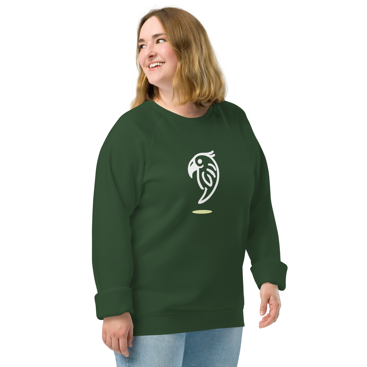 WHITE PARROT - Unisex organic raglan sweatshirt