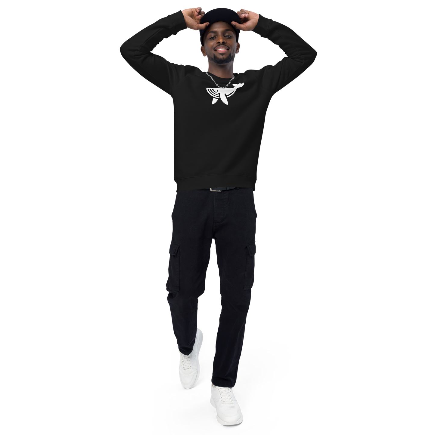 WHALE - Unisex organic raglan sweatshirt