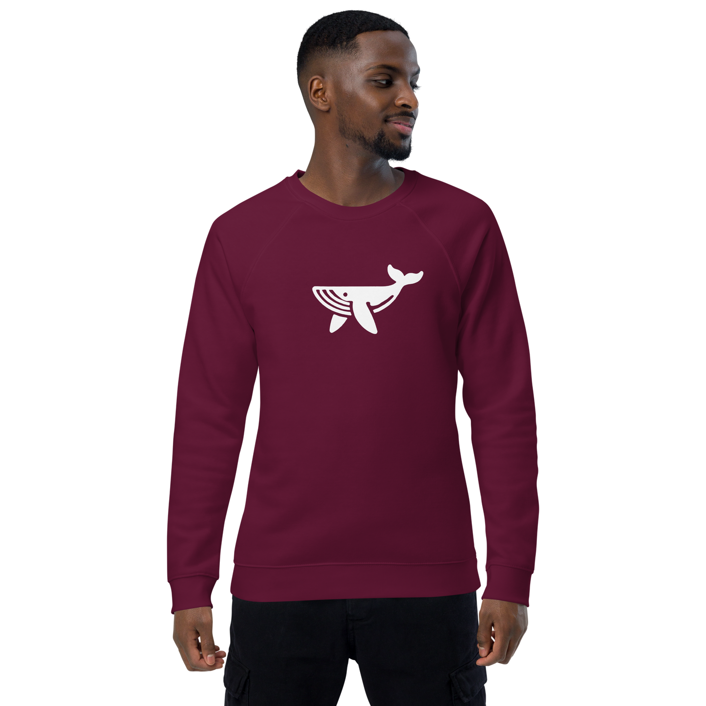WHALE - Unisex organic raglan sweatshirt