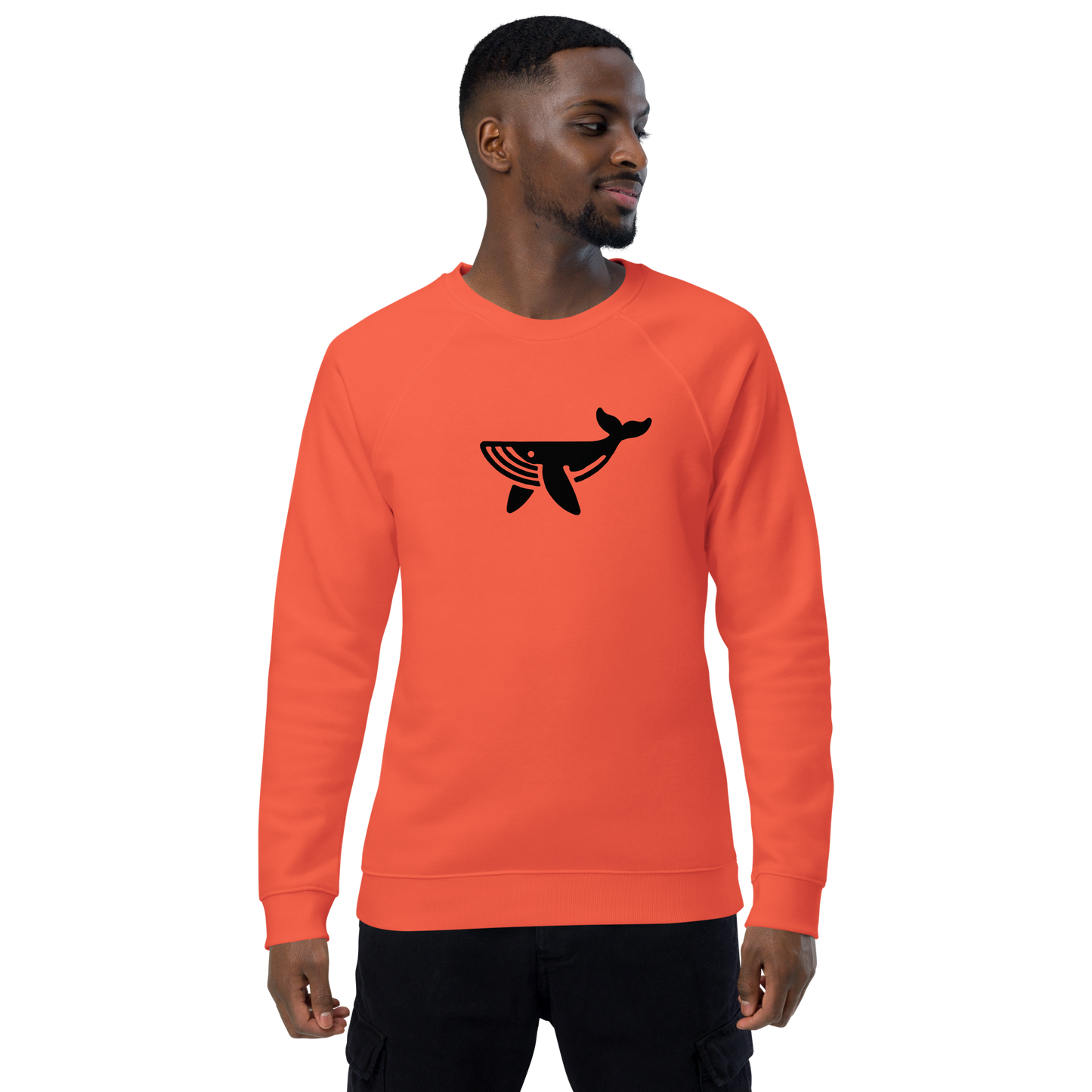 WHALE - Unisex organic raglan sweatshirt