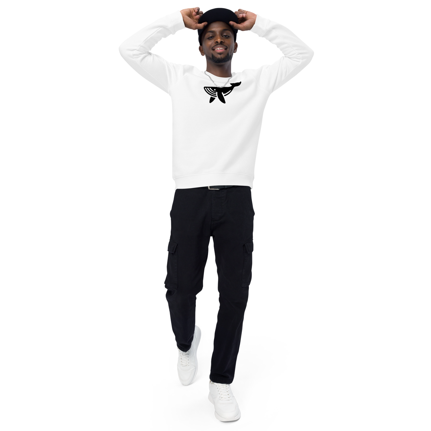 WHALE - Unisex organic raglan sweatshirt