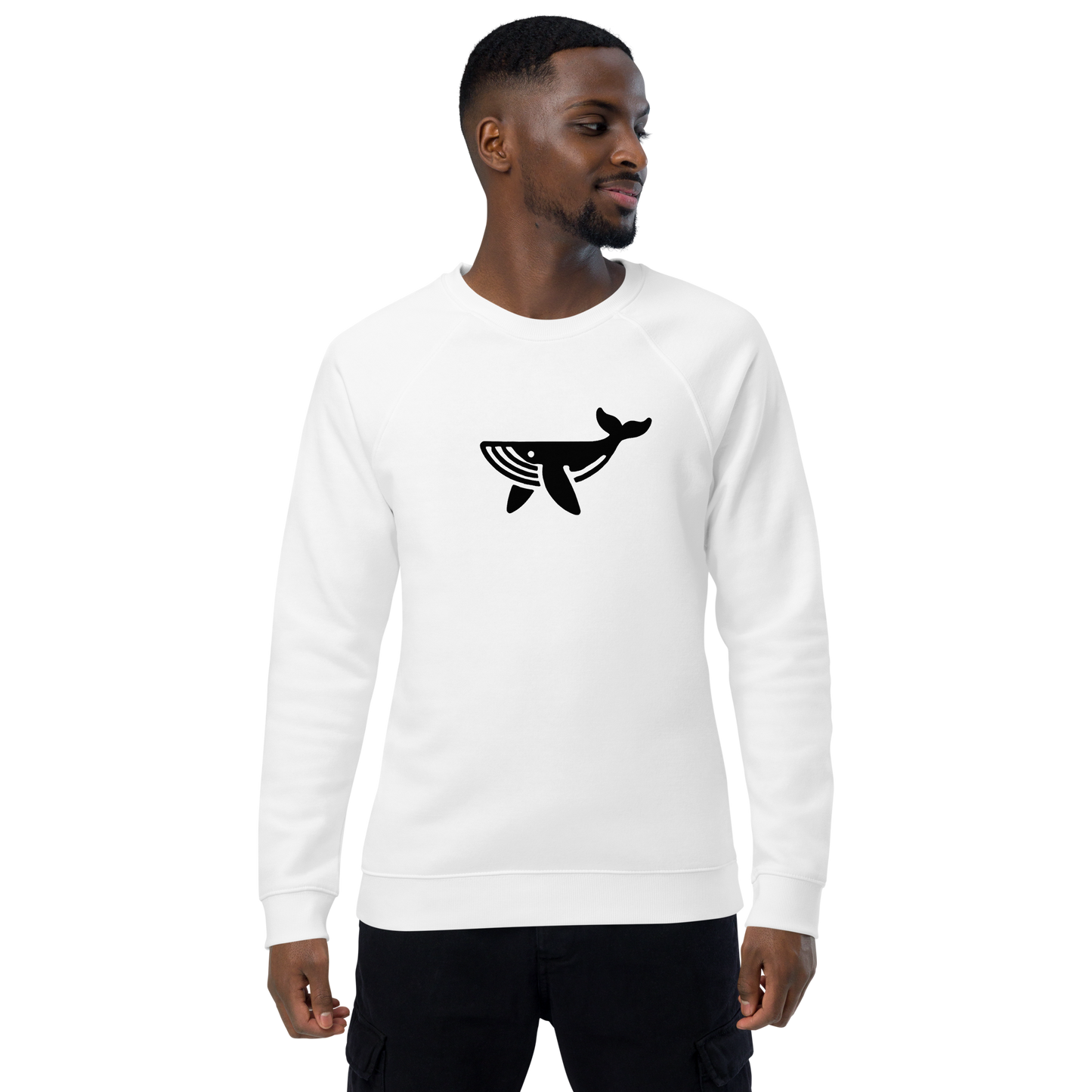 WHALE - Unisex organic raglan sweatshirt